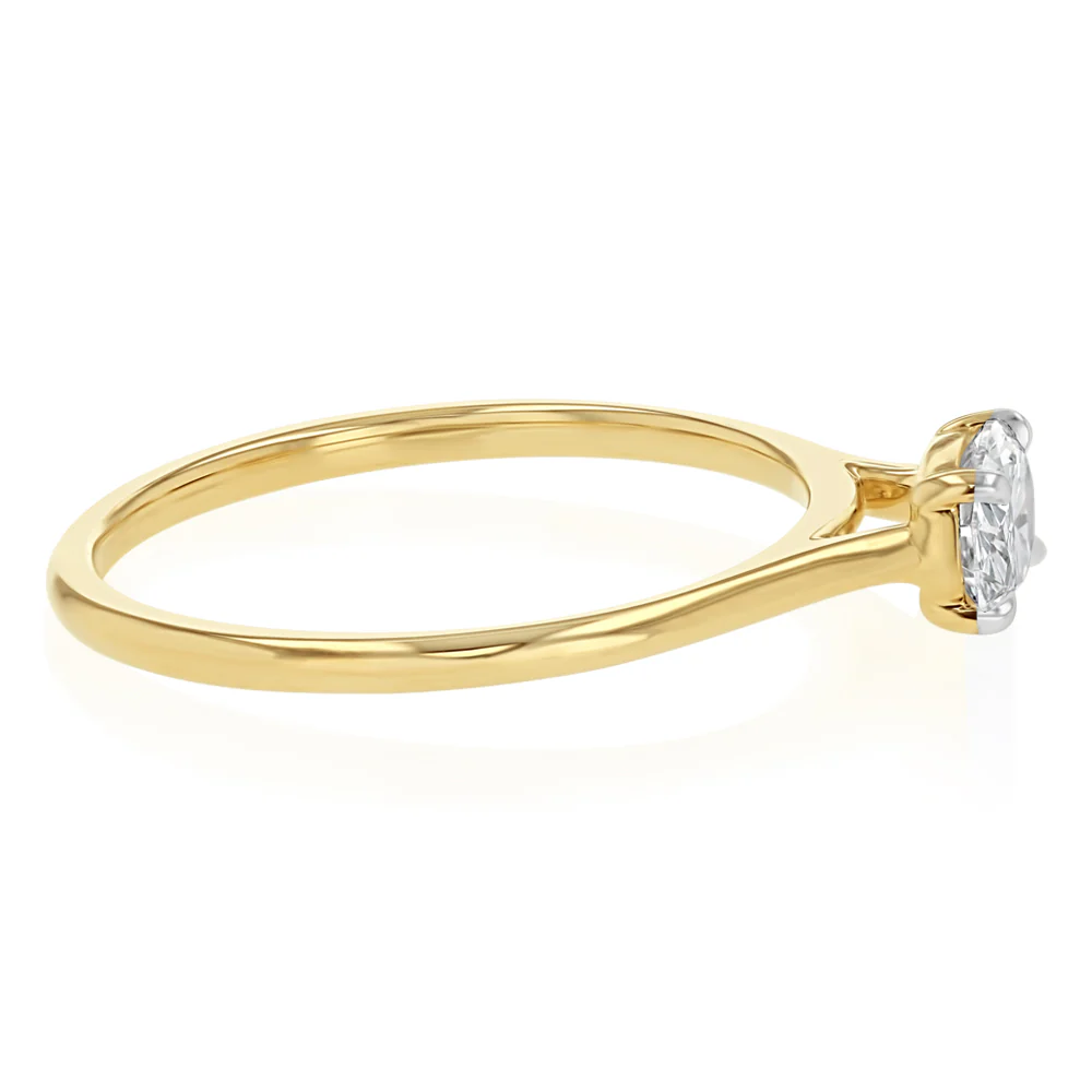 Luminesce Lab Grown 1/2 Carat Diamond 4 Claw Ring In 9ct Yellow Gold - Image 2