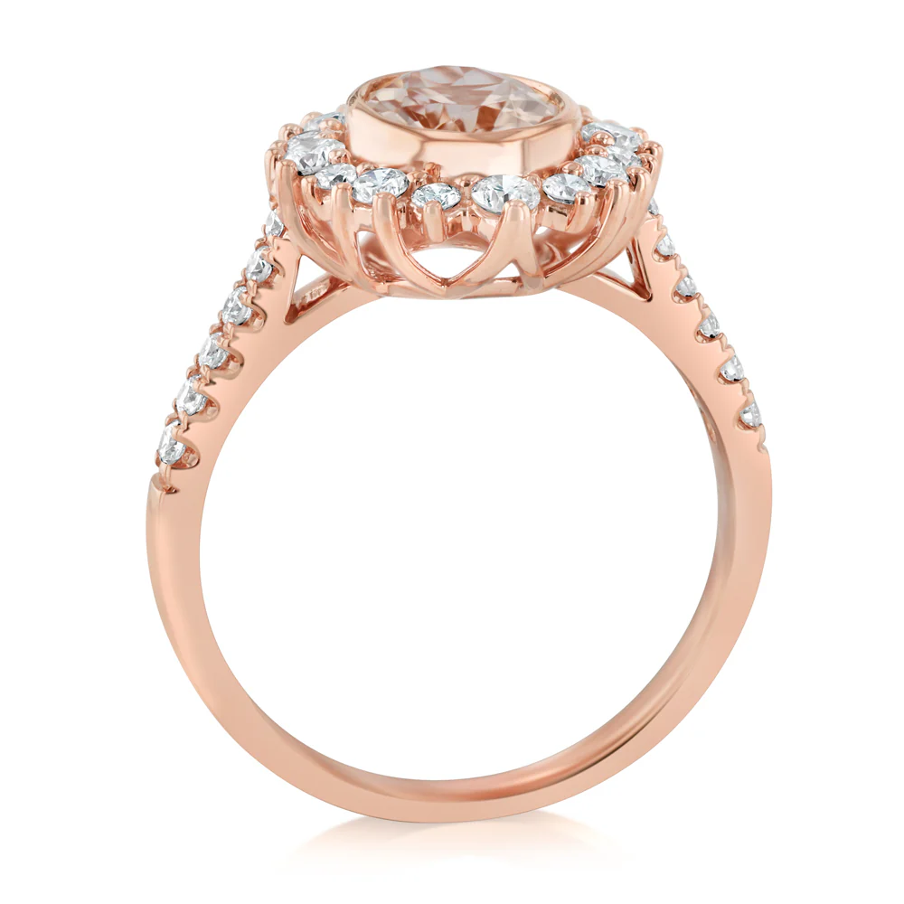 Luminesce Lab Grown 1/2 Carat Diamond and Morganite Dress Ring in 9ct Rose Gold - Image 3