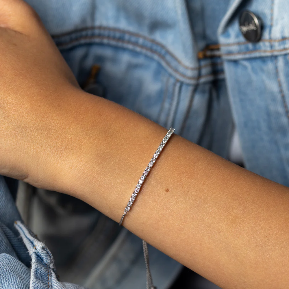 Luminesce Lab Grown 1/2 Carat Diamond and Natural Blue Topaz Bolo Bracelet in Sterling Silver - Image 3
