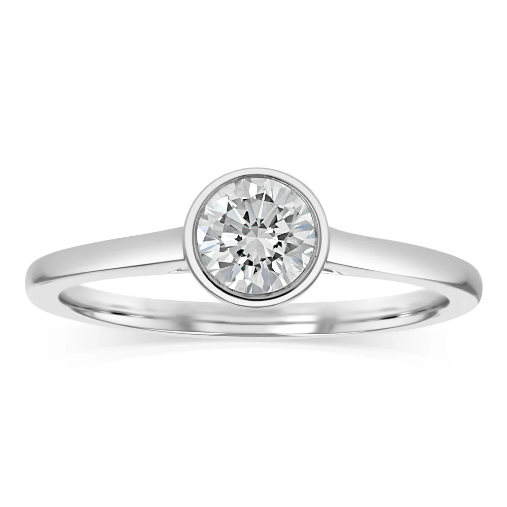 Luminesce Lab Grown 1/2 Carat Diamond Bezel Solitaire Ring in Sterling Silver