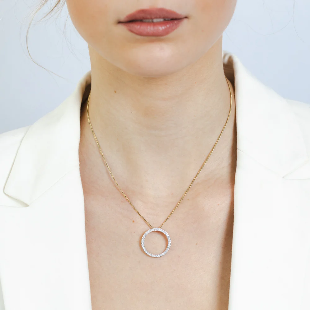 Luminesce Lab Grown 1/2 Carat Diamond Circle Pendant in 9ct Yellow Gold - Image 2