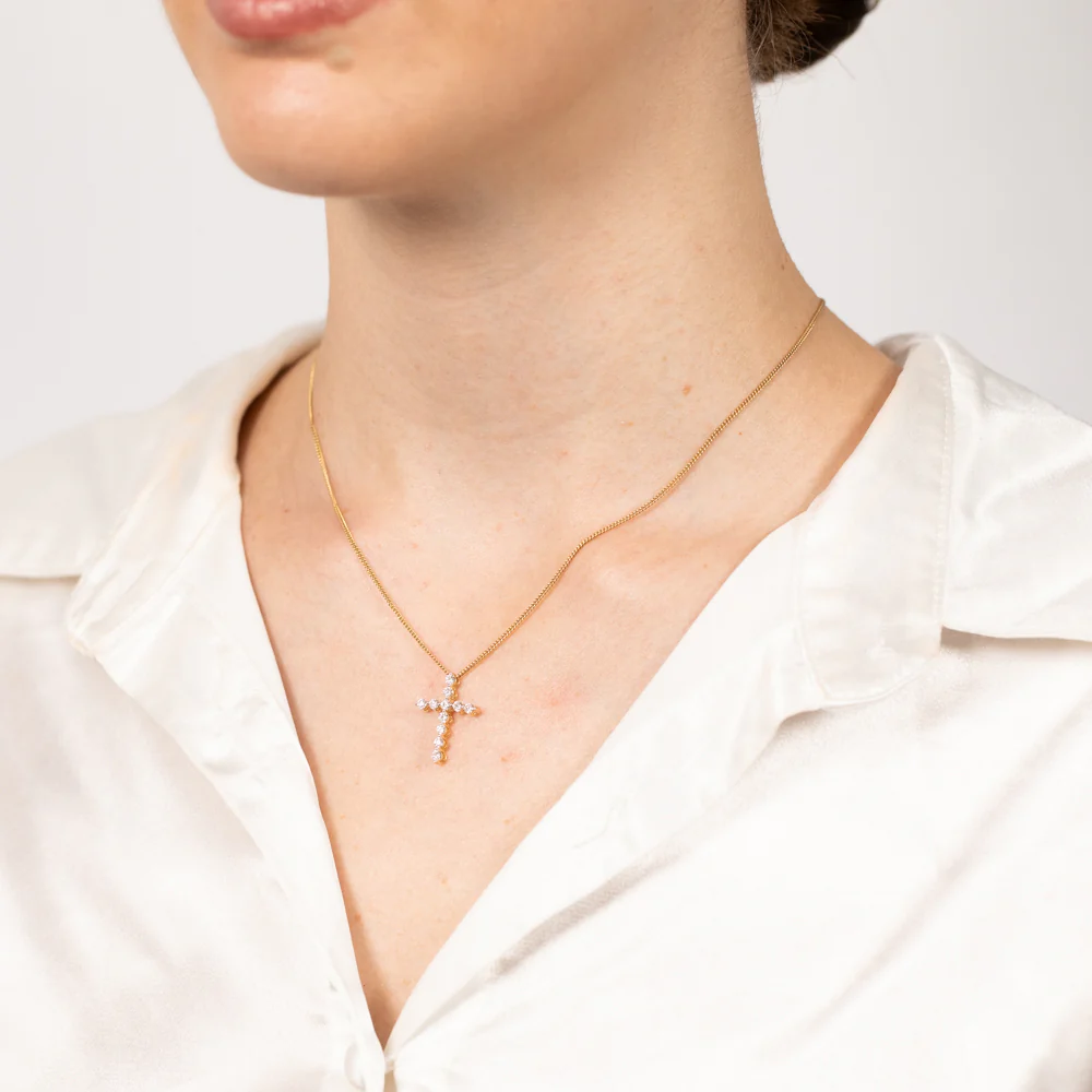 Luminesce Lab Grown 1/2 Carat Diamond Cross Pendant in 14ct Yellow Gold - Image 2