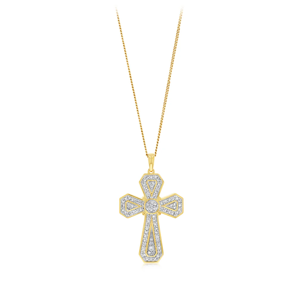 Luminesce Lab Grown 1/2 Carat Diamond Cross Pendant in Gold Plated Sterling Silver