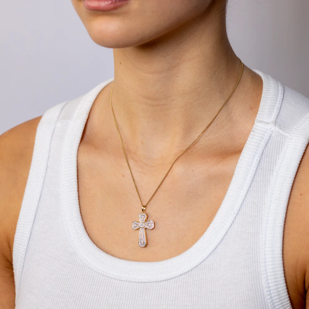 Luminesce Lab Grown 1/2 Carat Diamond Cross Pendant in Gold Plated Sterling Silver - Image 2