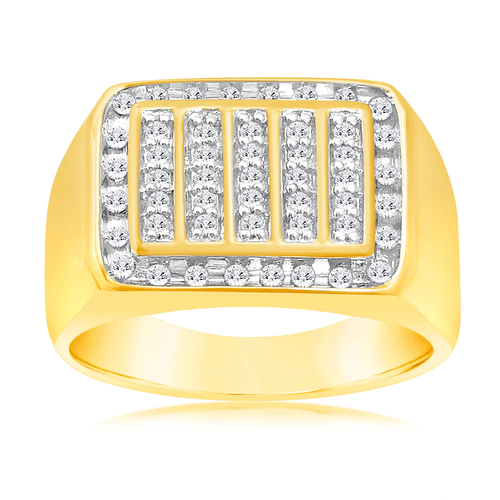 Luminesce Lab Grown 1/2 Carat Diamond Gents Ring in 9ct Yellow Gold