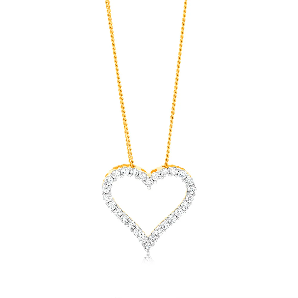 Luminesce Lab Grown 1/2 Carat Diamond Heart Pendant in 14ct Yellow Gold