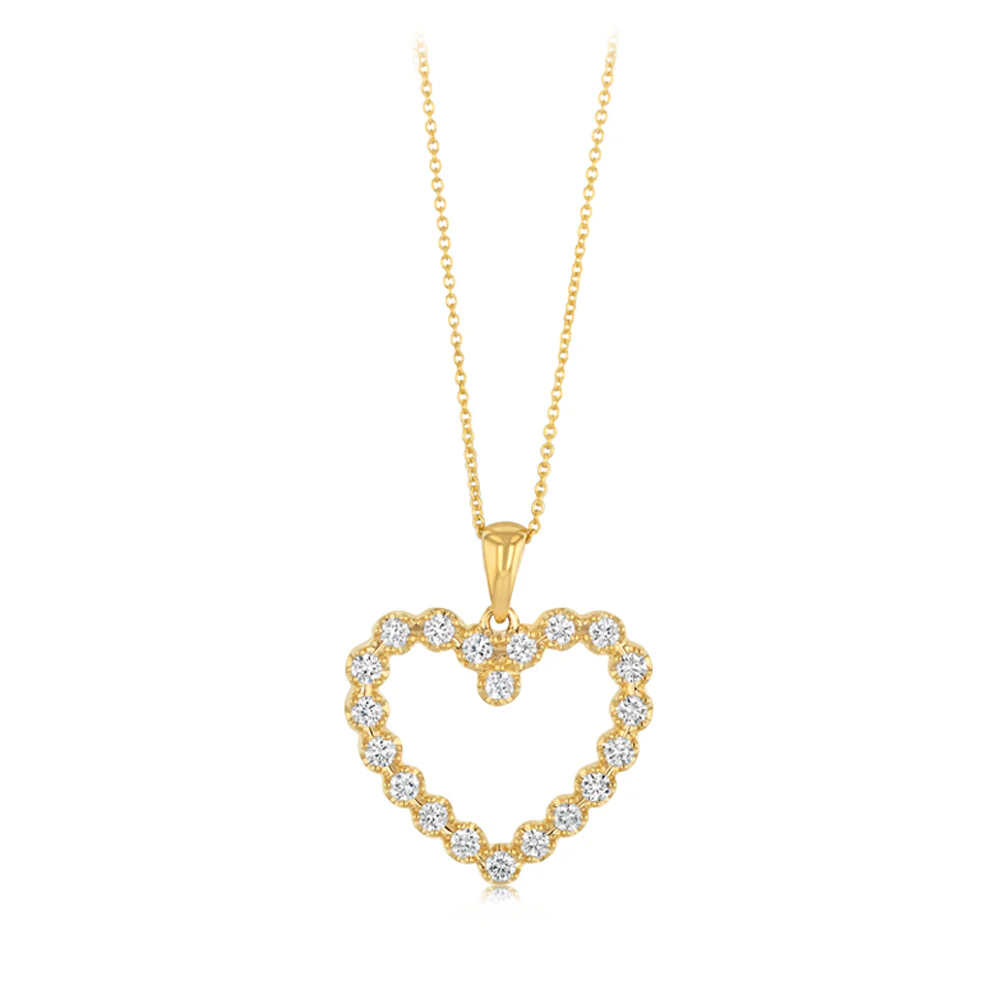 Luminesce Lab Grown 1/2 Carat Diamond Heart Pendant on 45cm Chain in 9ct Yellow Gold