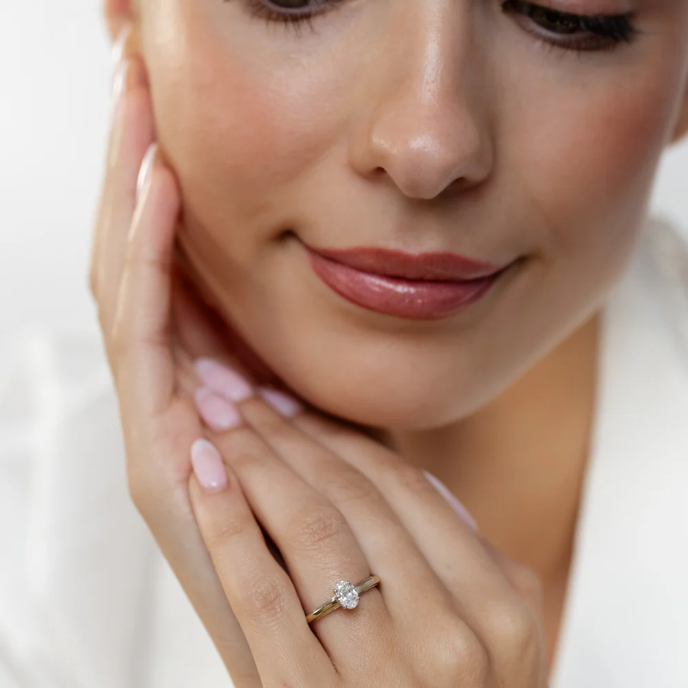 Luminesce Lab Grown 1/2 Carat Diamond Oval Ring in 9ct Yellow Gold and Sterling Silver - Image 3