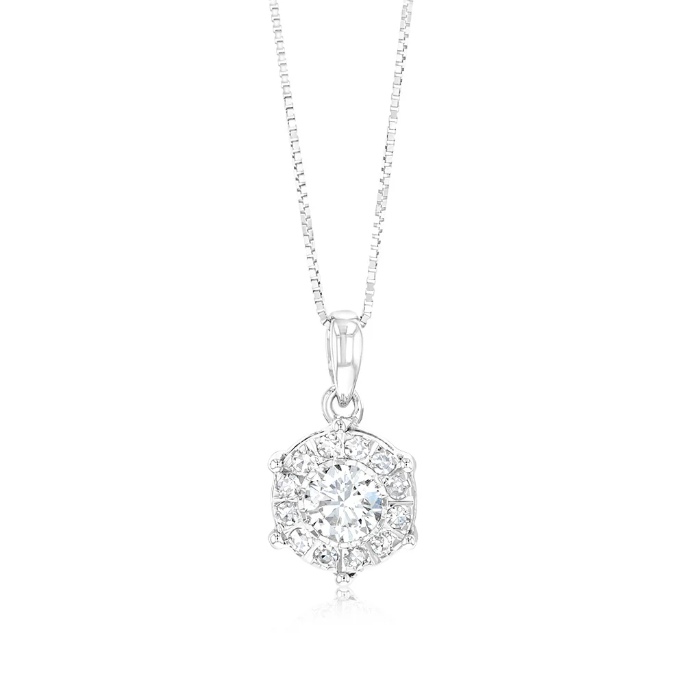 Luminesce Lab Grown 1/2 Carat Diamond Pendant in 9ct White Gold with Chain