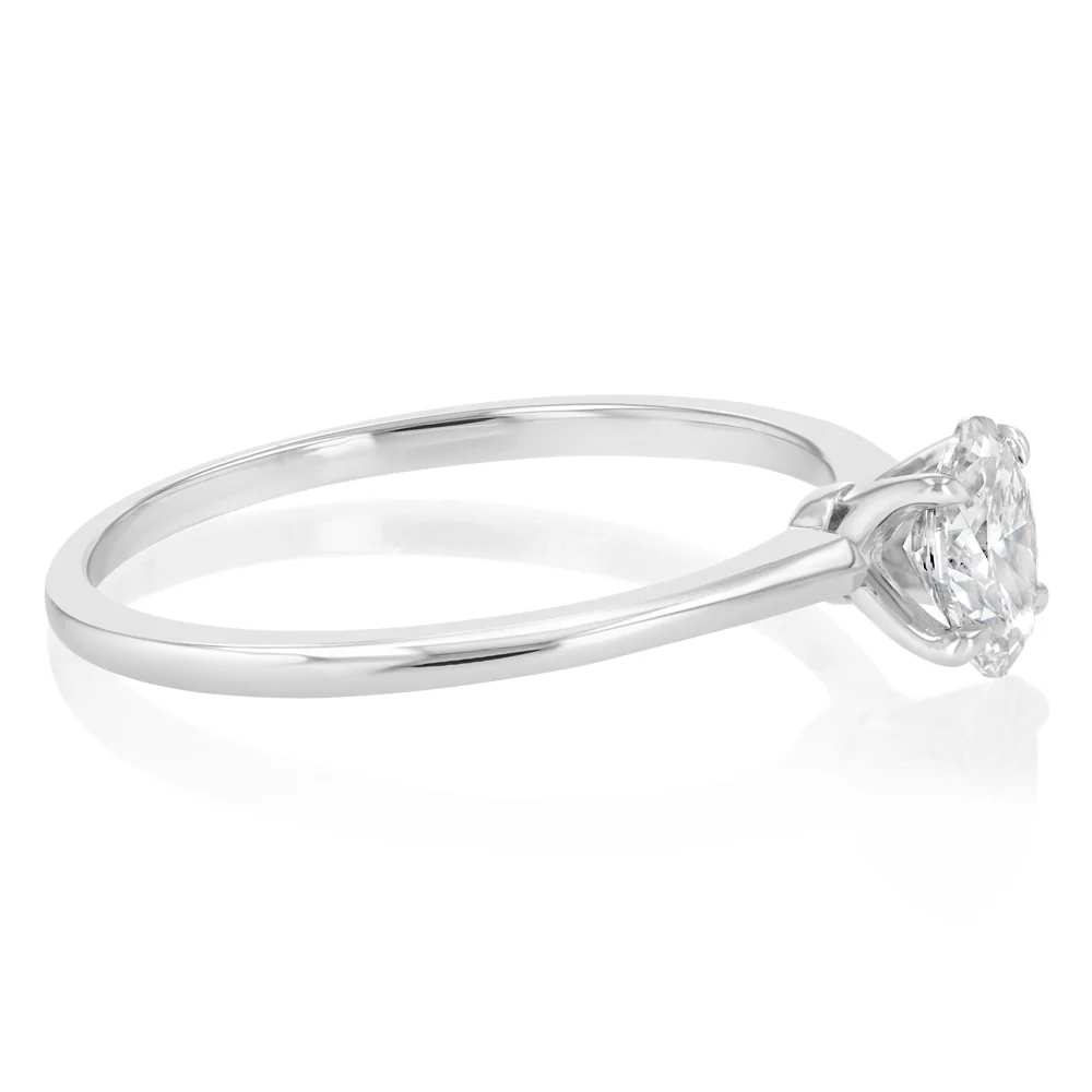 Luminesce Lab Grown 1/2 Carat Diamond Solitaire Oval Ring in Sterling Silver - Image 2