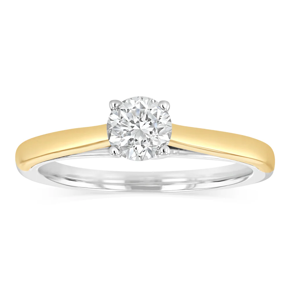 Luminesce Lab Grown 1/2 Carat Diamond Solitaire Ring in 9ct Yellow Gold and Sterling Silver