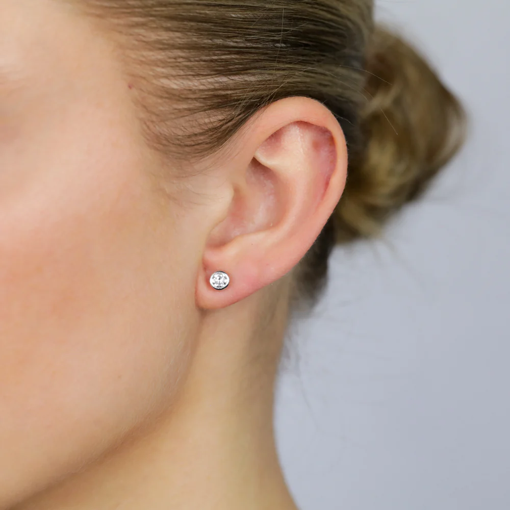 Luminesce Lab Grown 1/2 Carat Sterling Silver Bezel Diamond Studs - Image 2