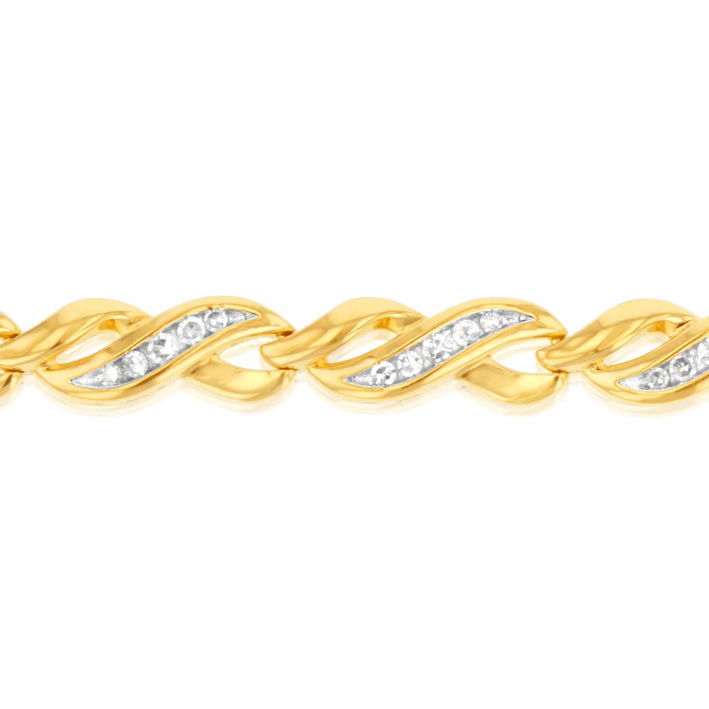 Luminesce Lab Grown 1/2 Carat Tennis Diamond Bracelet in Gold Plated Silver 17.5CM - Image 3