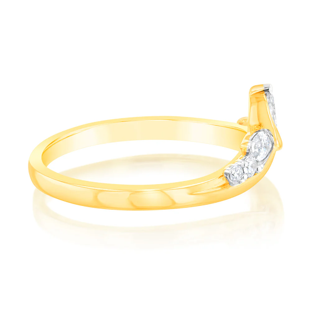 Luminesce Lab Grown 1/3 Carat Marquise and Brilliant Cut Diamonds Dress Ring in 9ct Yellow Gold - Image 2