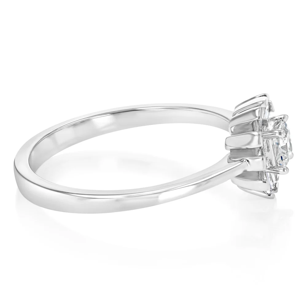 Luminesce Lab Grown 1/3 Carat Princess and Taper Cut Diamond Ring in 9ct Yellow Gold - Image 2