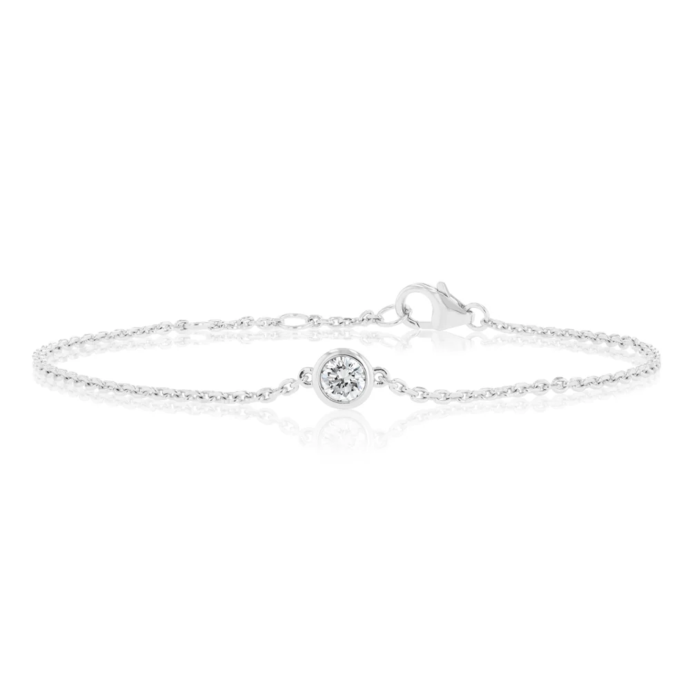 Luminesce Lab Grown 1/4 Carat Diamond Bezel Adjustable Bracelet in Sterling Silver