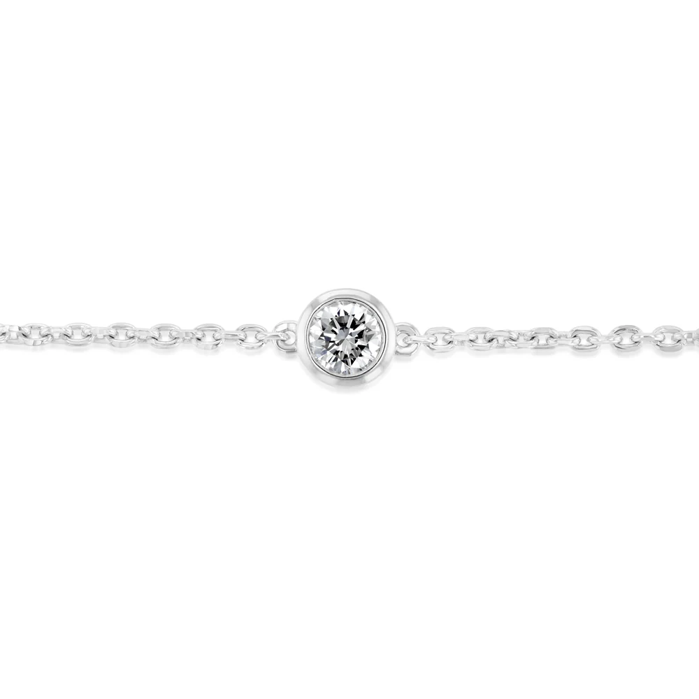 Luminesce Lab Grown 1/4 Carat Diamond Bezel Adjustable Bracelet in Sterling Silver - Image 3