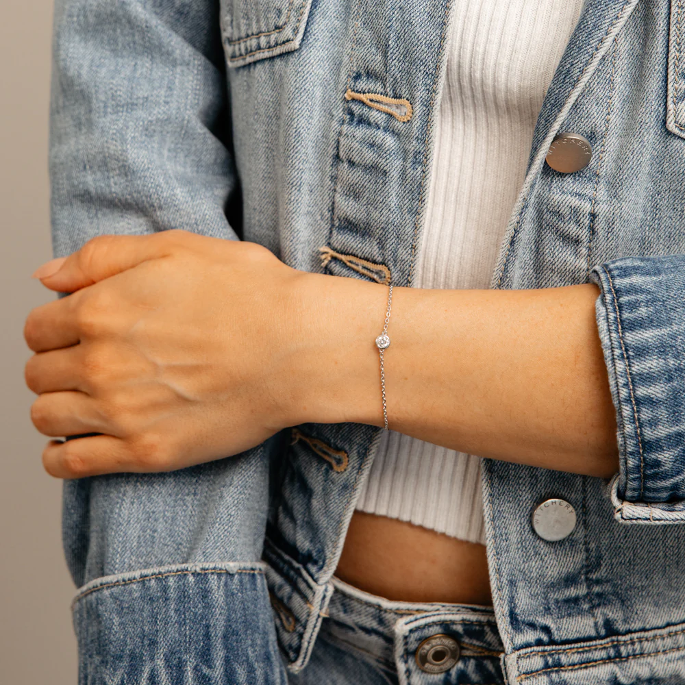 Luminesce Lab Grown 1/4 Carat Diamond Bezel Adjustable Bracelet in Sterling Silver - Image 4
