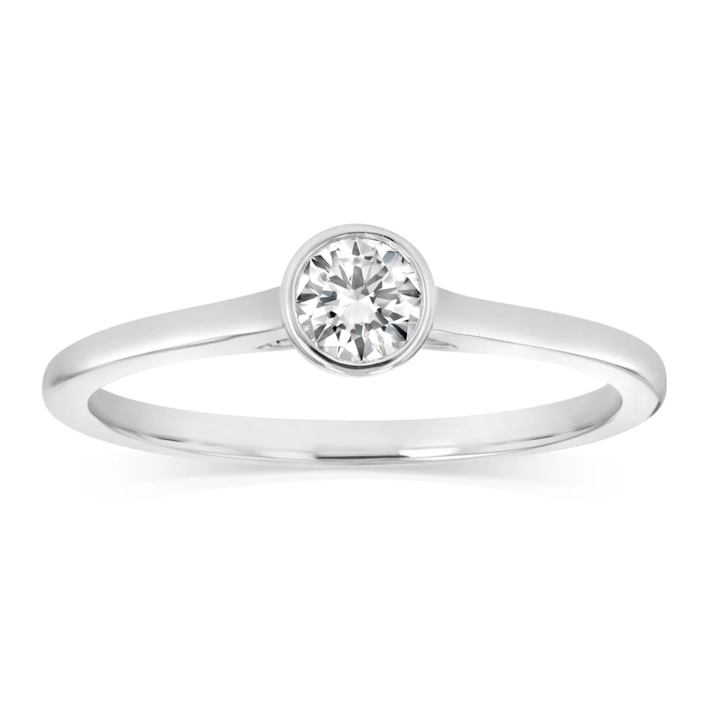 Luminesce Lab Grown 1/4 Carat Diamond Bezel Solitaire Ring in Sterling Silver