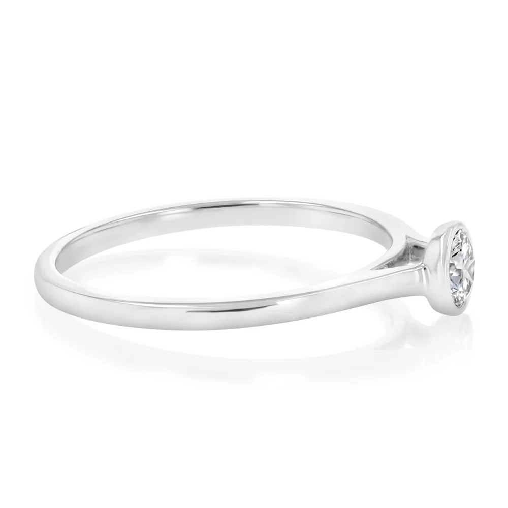 Luminesce Lab Grown 1/4 Carat Diamond Bezel Solitaire Ring in Sterling Silver - Image 2
