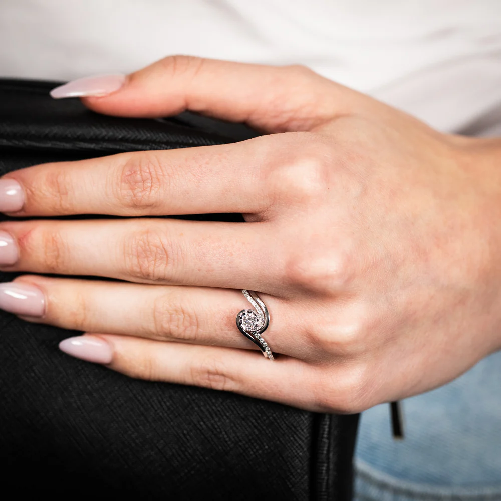 Luminesce Lab Grown 1/4 Carat Diamond Bridal Set Ring in 9ct White Gold - Image 4