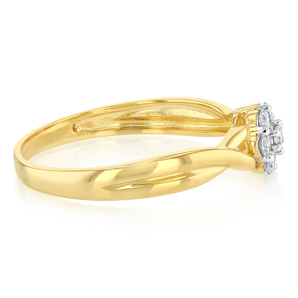 Luminesce Lab Grown 1/4 Carat Diamond Dress Ring in 9ct Yellow Gold - Image 2
