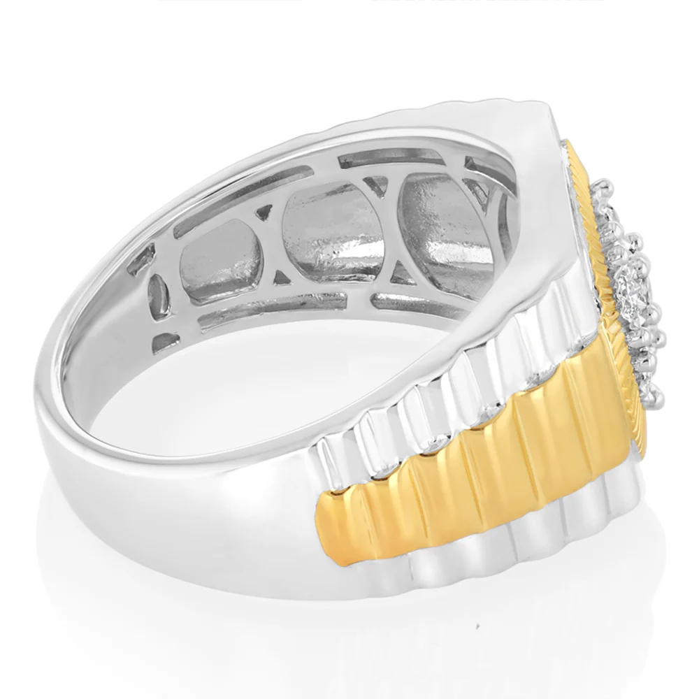 Luminesce Lab Grown 1/4 Carat Diamond Gents Ring in Gold Plated Silver - Image 2