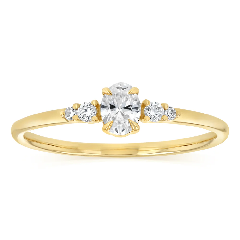 Luminesce Lab Grown 1/4 Carat Diamond Oval Ring in 9ct Yellow Gold