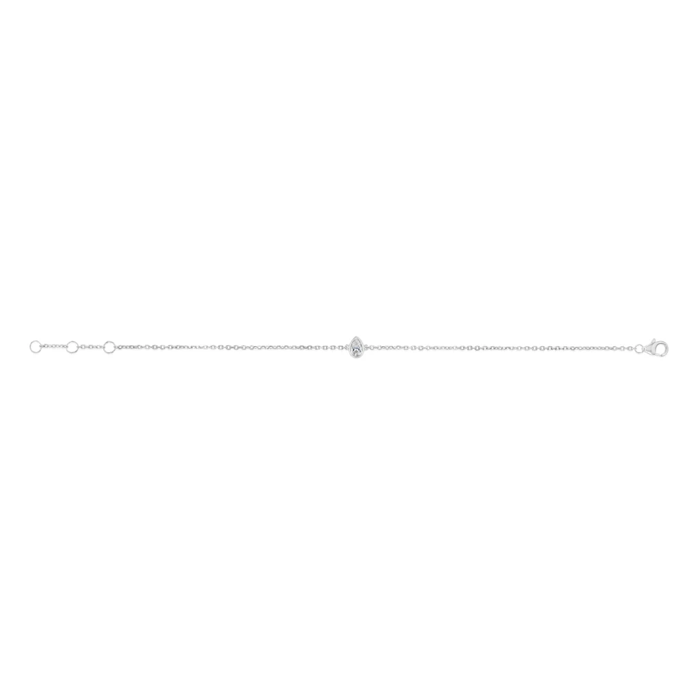 Luminesce Lab Grown 1/4 Carat Diamond Pear Bezel Adjustable Bracelet in Sterling Silver - Image 2