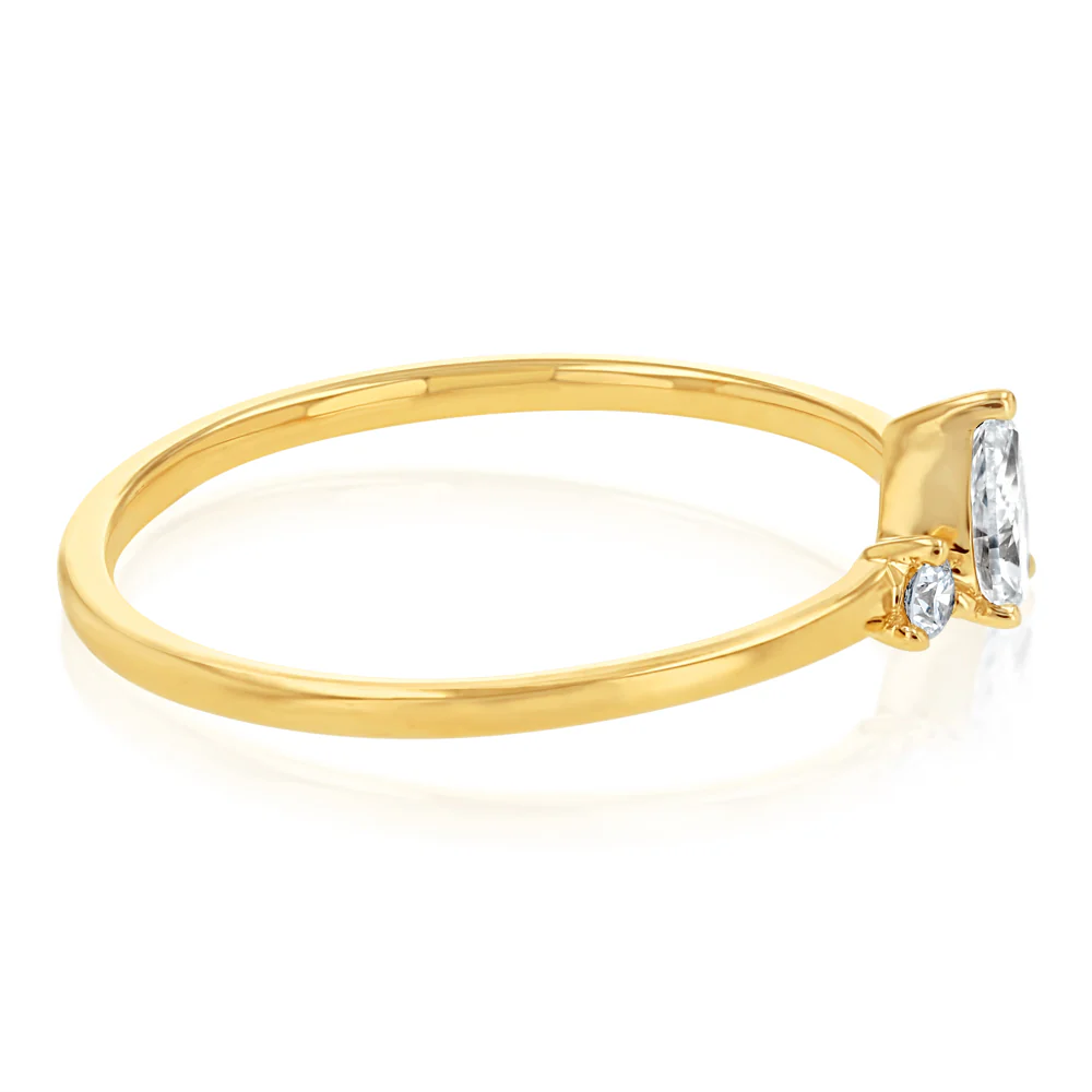 Luminesce Lab Grown 1/4 Carat Diamond Pear Ring in 9ct Yellow Gold - Image 2