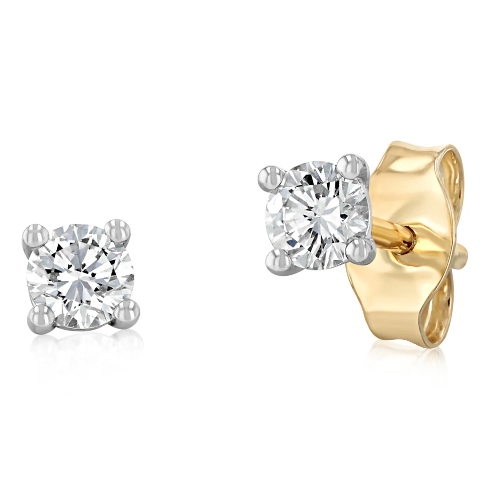 Luminesce Lab Grown 1/4 Carat Diamond Solitaire Stud Earrings in 9ct Yellow Gold