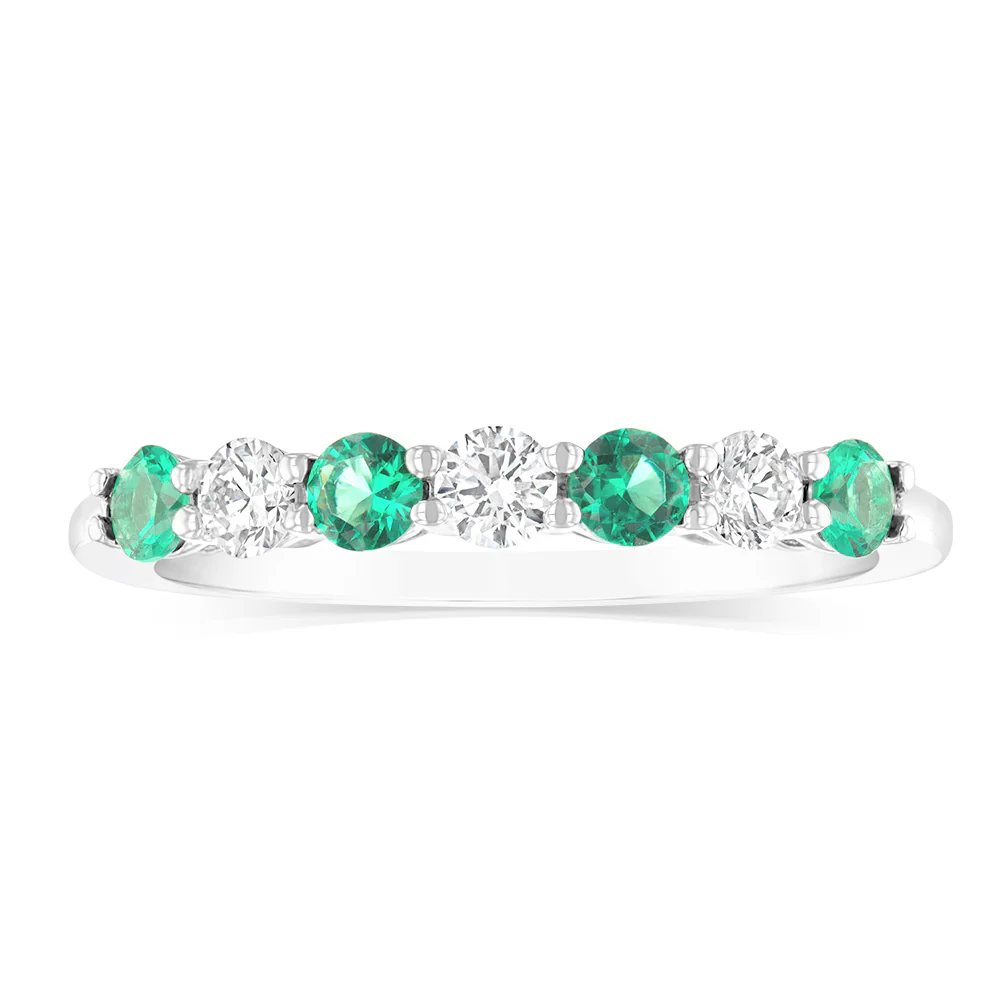 Luminesce Lab Grown 1/4 Carat Diamonds 4 Created Emerald Sterling Silver