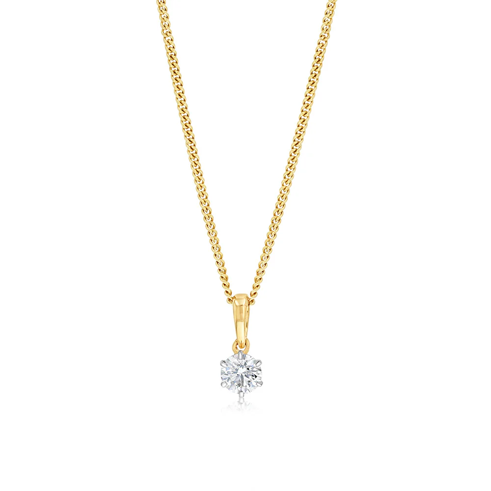 Luminesce Lab Grown 1/4 Carat Solitaire Diamond Pendant in 9ct Yellow Gold