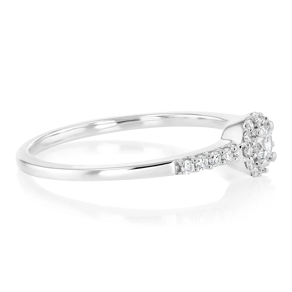 Luminesce Lab Grown 1/5 Carat Diamond Halo Ring in Sterling Silver - Image 2