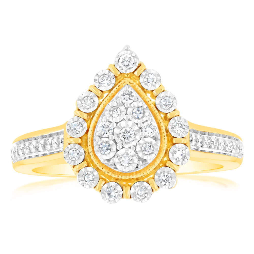 Luminesce Lab Grown 1/5 Carat Diamond Ring in 9ct Yellow Gold