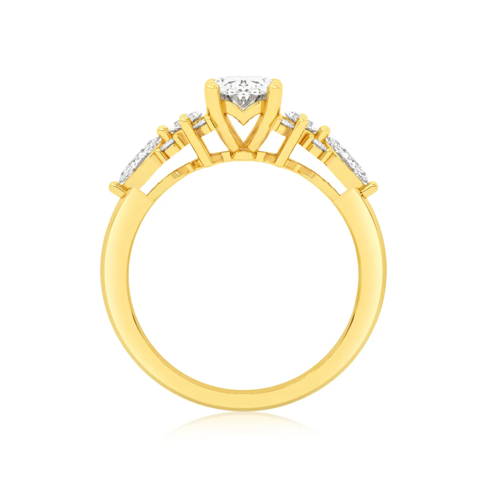 Luminesce Lab Grown 1.5 Carat Diamond Ring with 1 Carat Oval Centre in 9ct Yellow Gold - Image 2