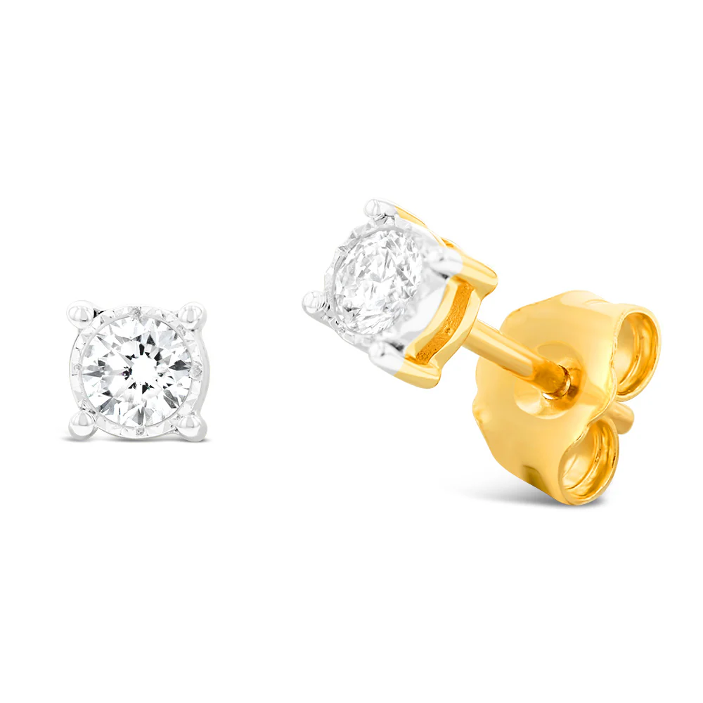 Luminesce Lab Grown 1/5 Carat Diamond Studs in 9ct Yellow Gold