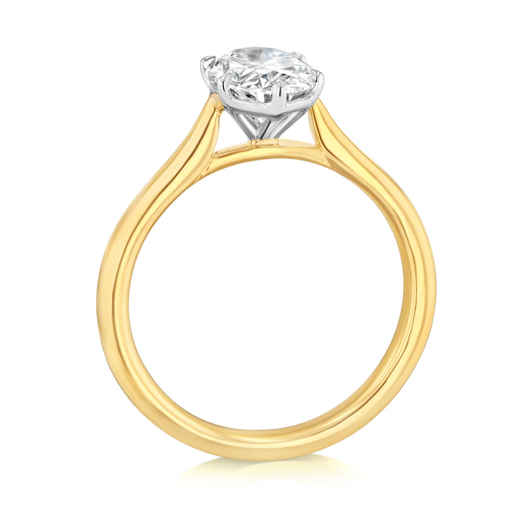 Luminesce Lab Grown 1.5 Carats Diamond Oval Solitaire Ring in 9ct Yellow and White Gold - Image 3