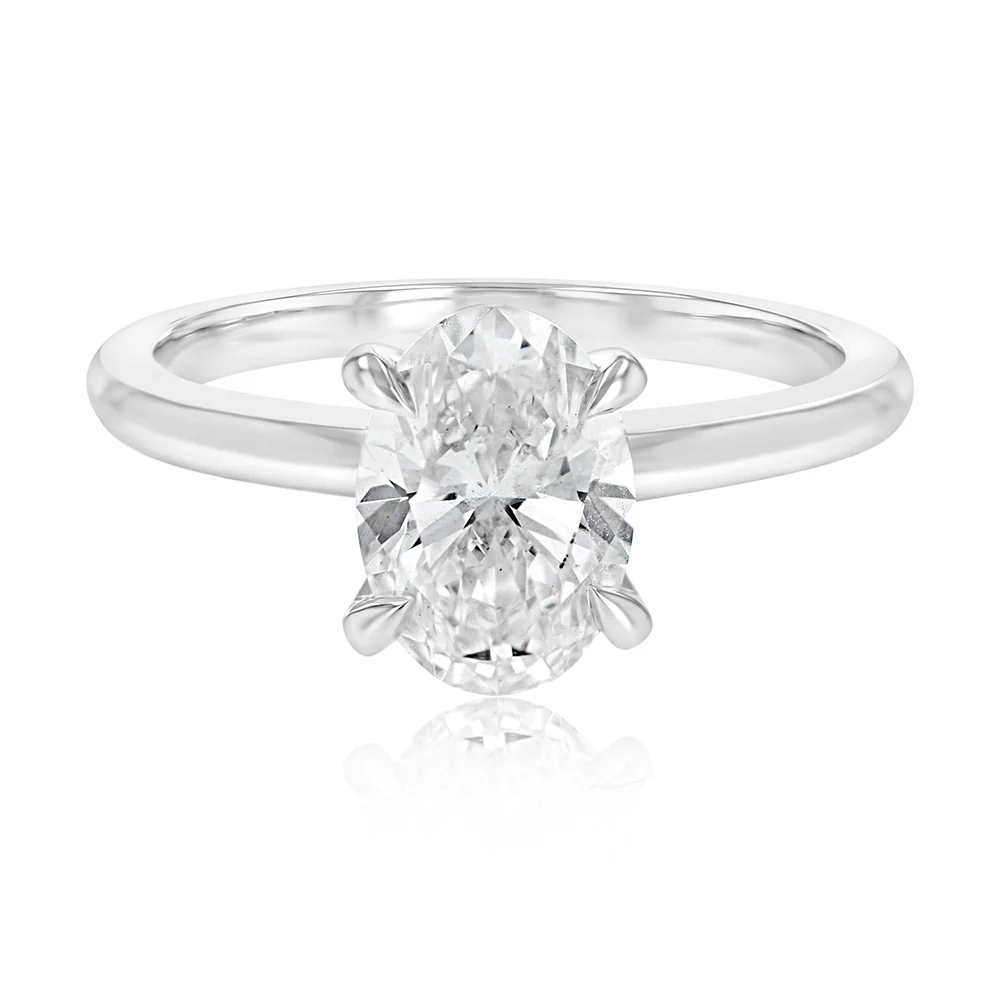 Luminesce Lab Grown 1.50 Carat Diamond Solitaire Oval Ring in Sterling Silver