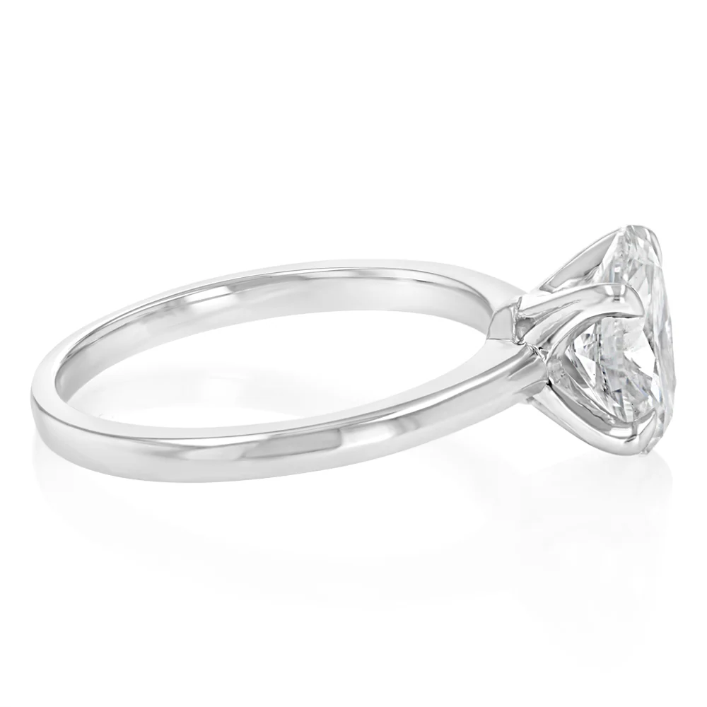 Luminesce Lab Grown 1.50 Carat Diamond Solitaire Oval Ring in Sterling Silver - Image 2