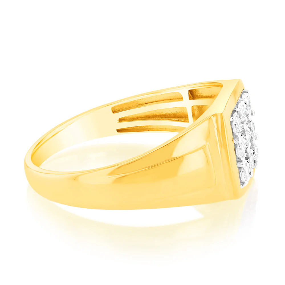 Luminesce Lab Grown 1/6 Carat Diamond Gents Ring in 9ct Yellow Gold - Image 2