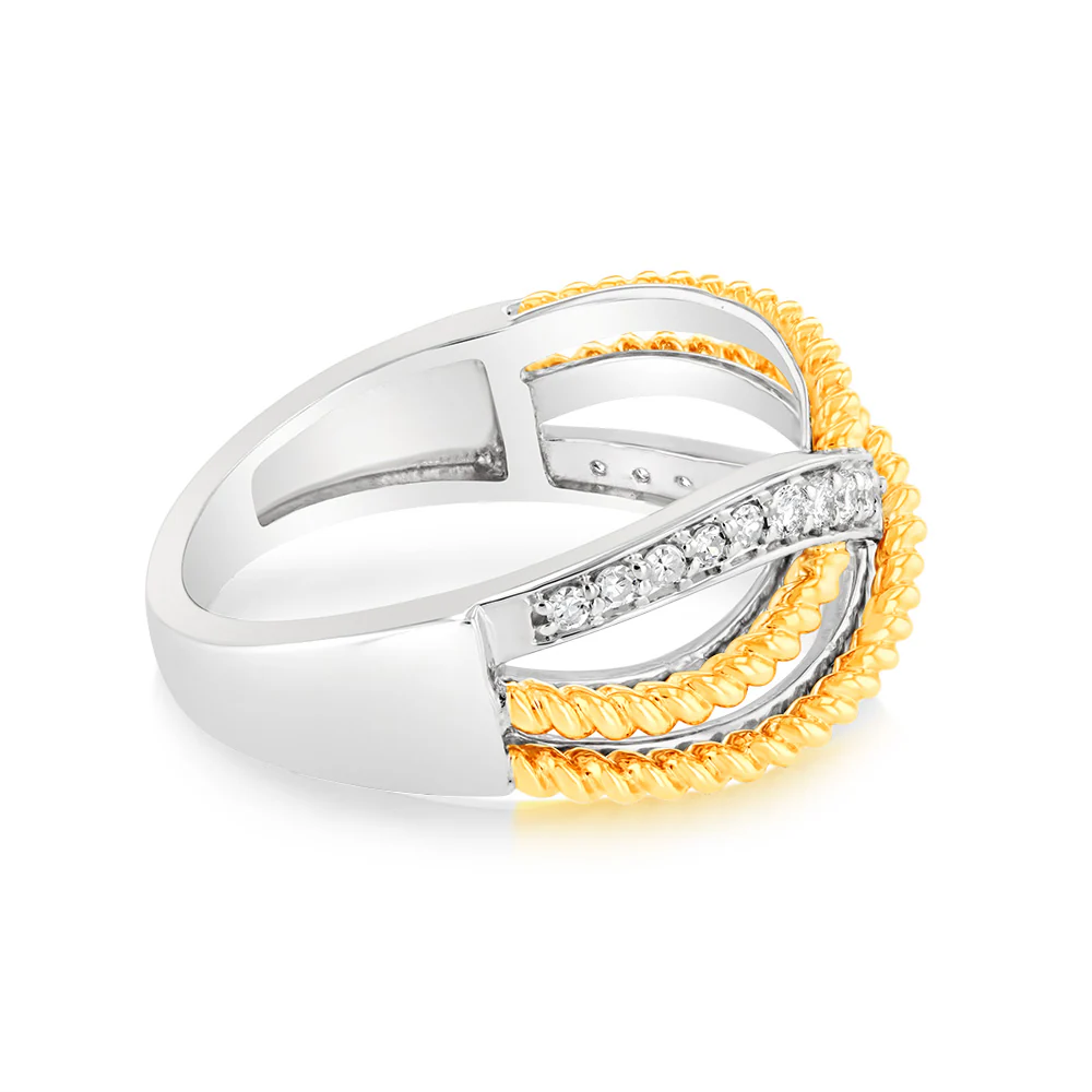 Luminesce Lab Grown 1/6 Carat Diamond Ring in 9ct Yellow Gold & Sterling Silver - Image 2