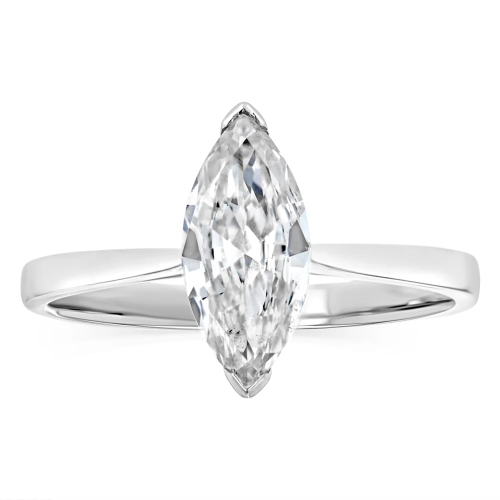 Luminesce Lab Grown 1 Carat Certified Marquise Diamond Solitaire Ring in 18ct White Gold
