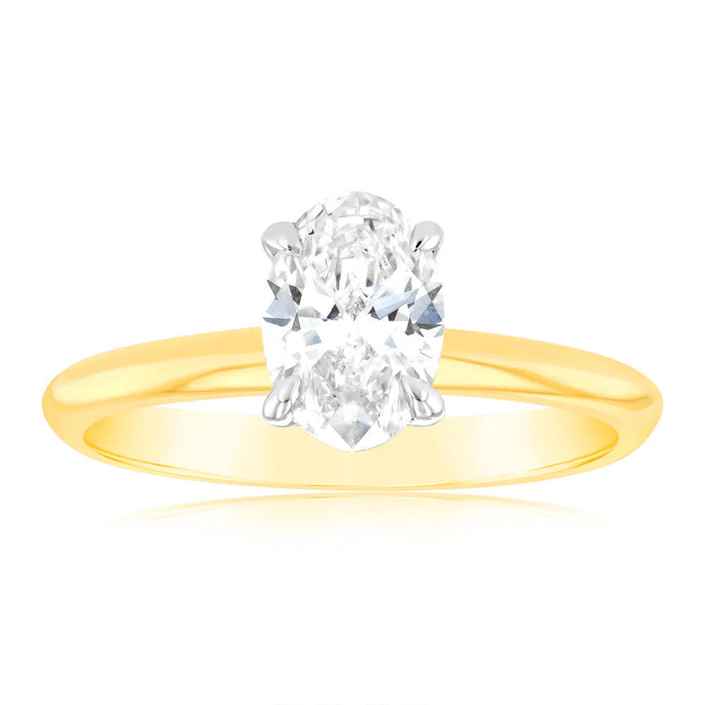 Luminesce Lab Grown 1 Carat Certified Oval Ring in 18ct Yellow Gold
