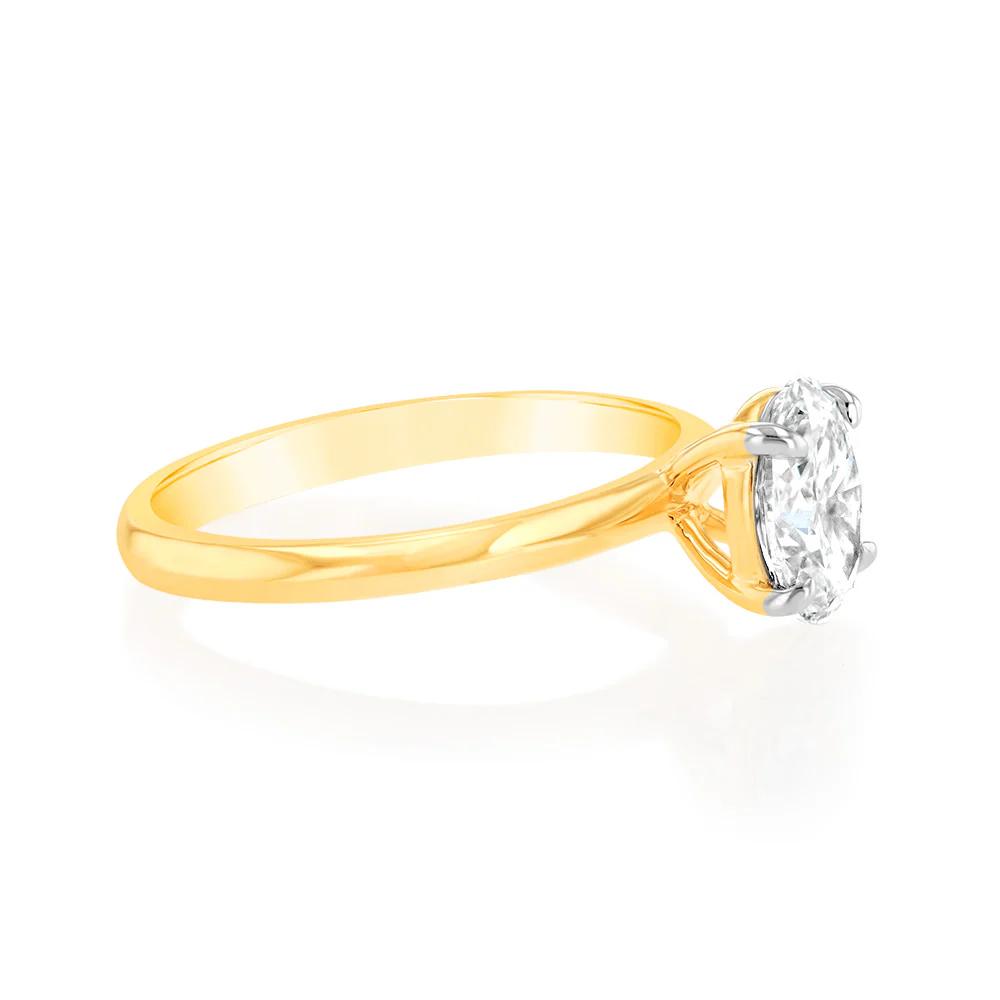 Luminesce Lab Grown 1 Carat Certified Oval Ring in 18ct Yellow Gold - Image 2