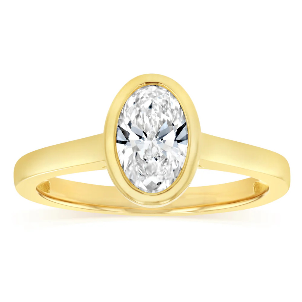 Luminesce Lab Grown 1 Carat Diamond Bezel Solitaire Ring in 9ct Yellow Gold
