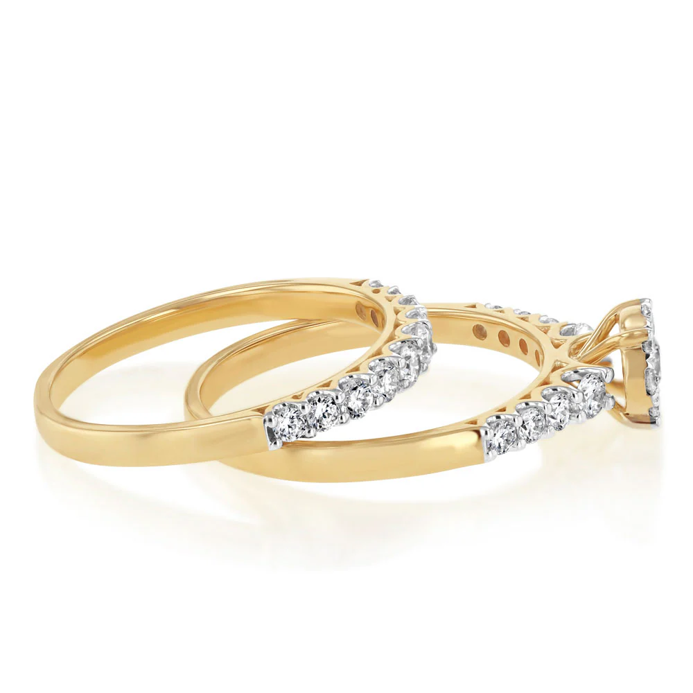 Luminesce Lab Grown 1 Carat Diamond Bridal Set Ring in 9ct Yellow Gold - Image 2
