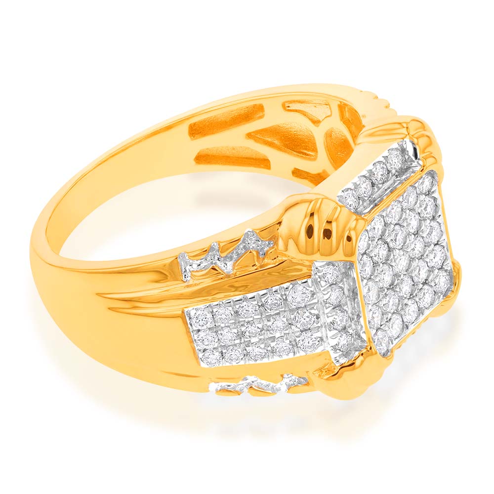 Luminesce Lab Grown 1 Carat Diamond Gents Ring in 9ct Yellow Gold - Image 2