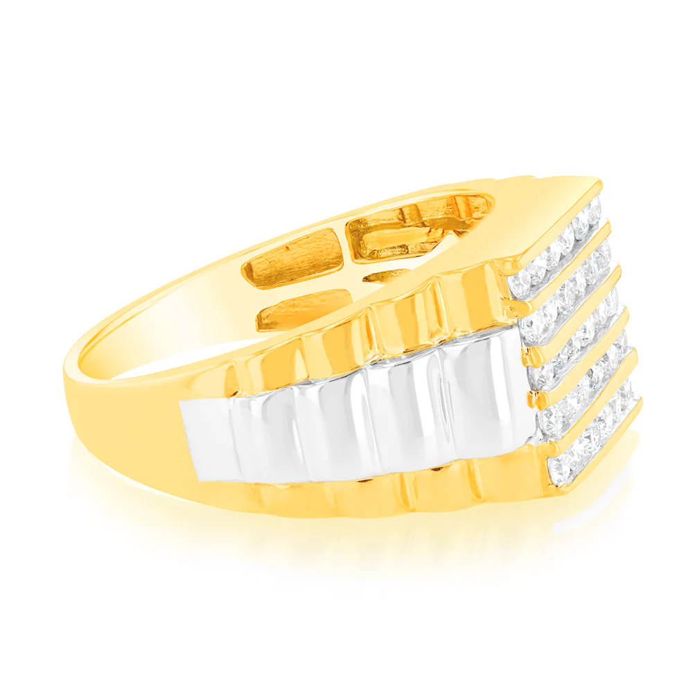 Luminesce Lab Grown 1 Carat Diamond Gents Ring in 9ct Yellow Gold - Image 2