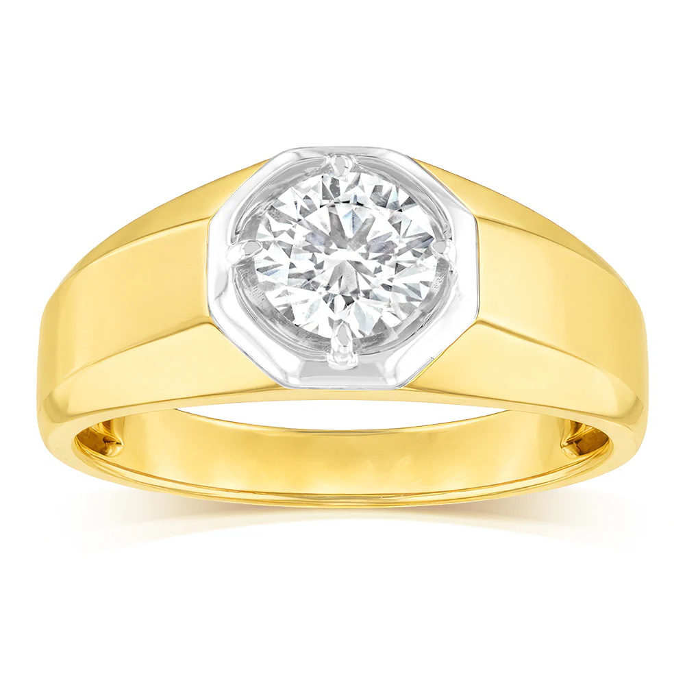 Luminesce Lab Grown 1 Carat Diamond Gents Ring in 9ct Yellow Gold